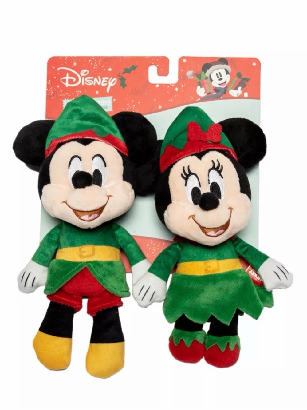 Disney Mickey Minnie Christmas Dog Toys 2 Pack Plush Squeaky Holiday Pet Toys